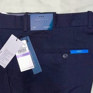 NWT NAVY BLACK Perry Ellis DRESS PANTS 38 X 30